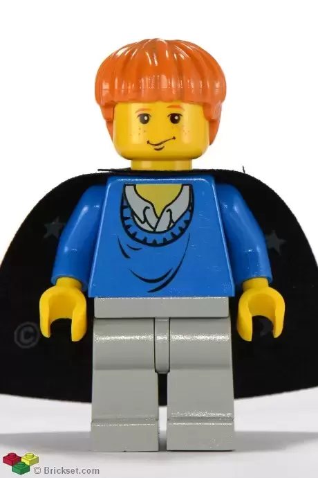 Lego Harry Potter Minifigures - Ron Weasley, Blue Sweater, Black Cape with Stars