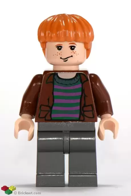 Lego Harry Potter Minifigures - Ron Weasley, Brown Open Shirt and Striped Sweater