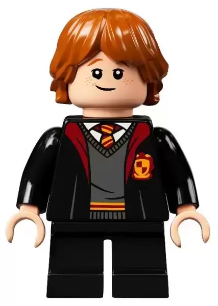 Lego Harry Potter Minifigures - Ron Weasley, Gryffindor Robe, Sweater, Shirt and Tie, Black Short Legs