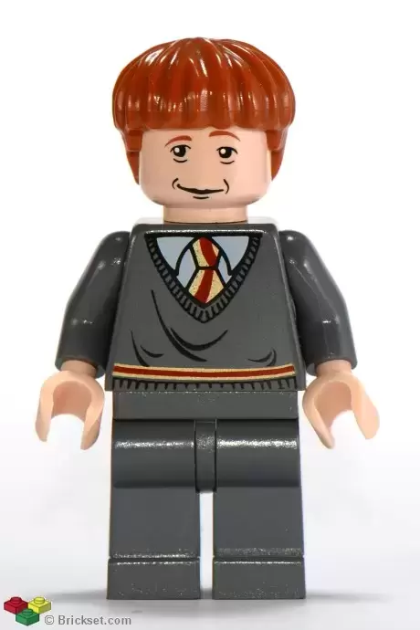 Lego Harry Potter Minifigures - Ron Weasley, Gryffindor Stripe Torso, Sleeping / Awake Face