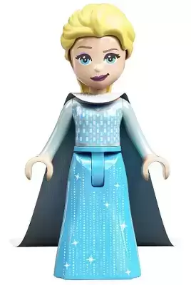 Lego Disney Minifigures - Elsa - Medium Azure Skirt, Medium Blue Long Narrow Glitter Cape