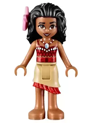 Lego Disney Minifigures - Moana - Tan Skirt, Bright Pink Flower