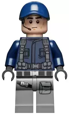 Lego Jurassic World Minifigures - ACU Trooper - Cap, Male, Light Nougat Head