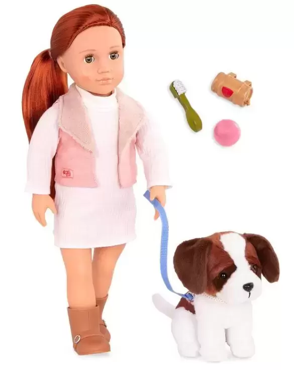 Delphia with Plush Saint Bernard Dog Our Generation 18 Dolls Playset