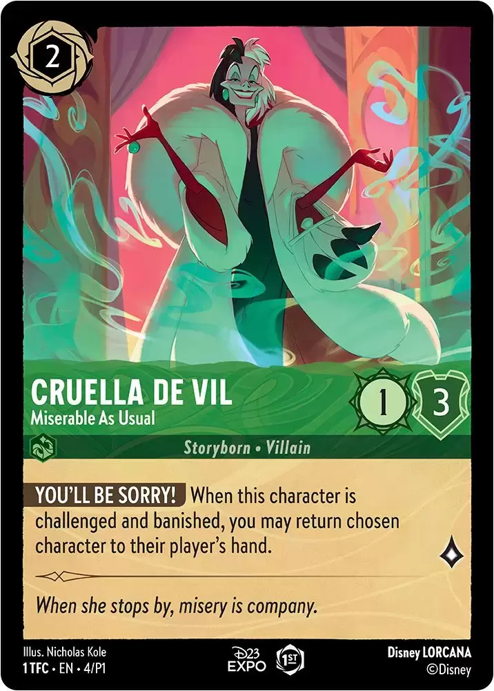 Cartes Promo Lorcana - Cruella De Vil - Miserable As Usual (D23)