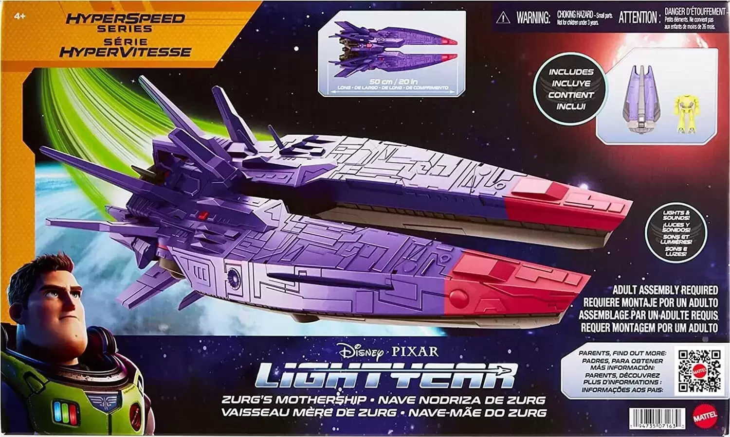 MATTEL LIGHTYEAR HYPERSPEED SERIES ZURG FIGHTER SHIP AND ZURG AGE