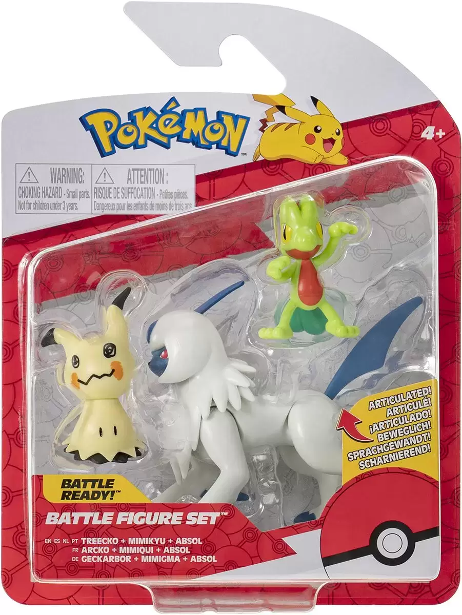 Pokémon Action Figures - Battle Figure Set - Treecko + Mimikyu + Absol