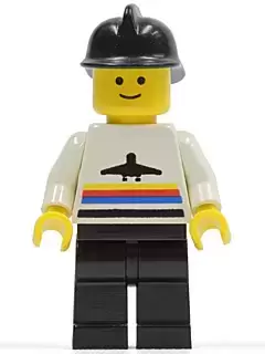 LEGO Airport Minifigures - Airport - Classic, Black Legs, Black Fire Helmet