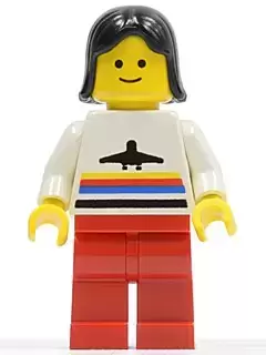 Airport Classic Red Legs Black Female Hair LEGO Airport