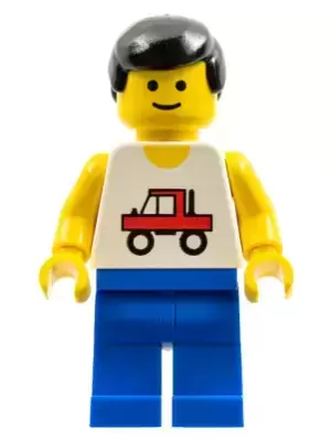 Lego Train Minifigures - Trucker - Blue Legs, Black Male Hair