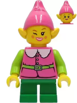 Pink Elf - Green Legs - LEGO Holiday & Event Minifigures