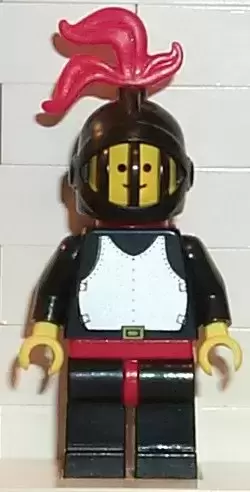 Lego Castle Minifigures - Breastplate - Black, Black Legs with Red Hips, Black Grille Helmet, Red Plume, Red Plastic Cape