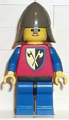 Lego Castle Minifigures - Crusader Axe - Blue Legs with Black Hips, Dark Gray Neck-Protector