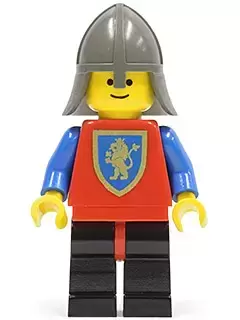 Lego Castle Minifigures - Crusader Lion - Black Legs with Red Hips, Dark Gray Neck-Protector