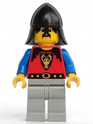 Lego Castle Minifigures - Dragon Knights - Knight 1, Light Gray Legs, Black Neck-Protector