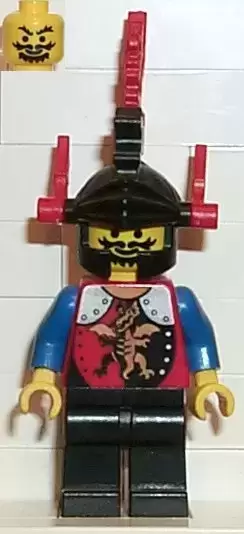 Lego Castle Minifigures - Dragon Knights - Knight 2, Black Legs, Black Dragon Helmet, Red Plumes