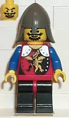 Lego Castle Minifigures - Dragon Knights - Knight 2, Black Legs with Red Hips, Dark Gray Neck-Protector