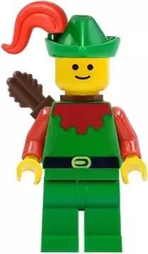 Lego Castle Minifigures - Forestman - Red, Green Hat, Red Plume, Quiver