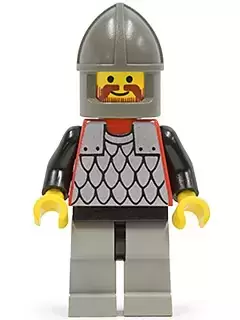 Lego Castle Minifigures - Scale Mail - Red with Black Arms, Light Gray Legs with Black Hips, Dark Gray Chin-Guard