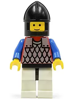 Lego Castle Minifigures - Scale Mail - Red with Blue Arms, White Legs with Black Hips, Black Chin-Guard