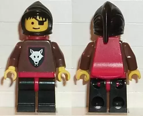 Lego Castle Minifigures - Wolfpack - Eye Patch, Brown Arms and Black Legs, Black Hood and Red Cape