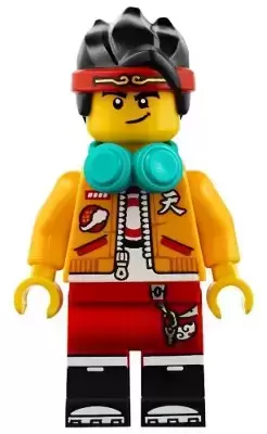 Lego Monkie Kid Minifigures - Monkie Kid - Bright Light Orange Open Jacket, Dark Turquoise Headphones, Smirk / Angry
