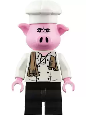 Lego Monkie Kid Minifigures - Pigsy - White Chef Jacket with Dirty Towel, Black Medium Legs