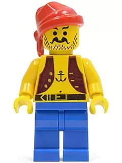 Lego Pirates Minifigures - Pirate Anchor Dark Purple Vest, Blue Legs, Red Bandana