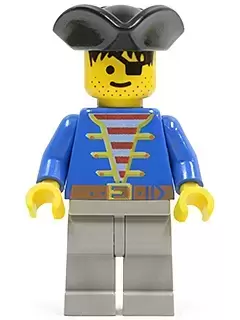 Lego Pirates Minifigures - Pirate Blue Jacket, Light Gray Legs, Black Pirate Triangle Hat