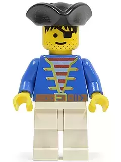 Lego Pirates Minifigures - Pirate Blue Jacket White Legs, Black Pirate Triangle Hat