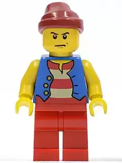 Lego Pirates Minifigures - Pirate Blue Vest, Red Legs, Dark Red Bandana, Scowl