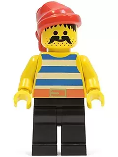Lego Pirates Minifigures - Pirate Blue / White Stripes Shirt, Black Legs, Red Bandana