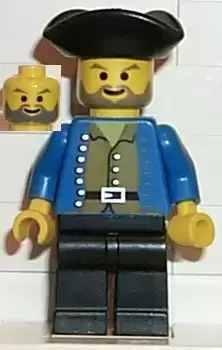 Lego Pirates Minifigures - Pirate Brown Shirt, Black Legs, Black Pirate Triangle Hat