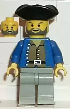Lego Pirates Minifigures - Pirate Brown Shirt, Light Gray Legs, Black Pirate Triangle Hat