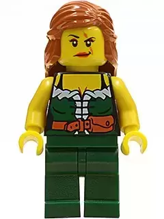 Lego Pirates Minifigures - Pirate Female, Dark Green Legs, Scar over Left Eye