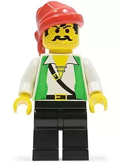 Lego Pirates Minifigures - Pirate Green Vest, Black Legs, Red Bandana