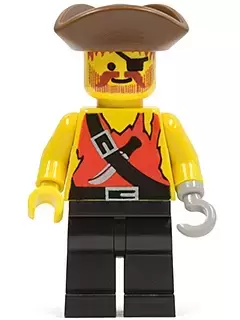 Lego Pirates Minifigures - Pirate Shirt with Knife, Black Legs, Brown Pirate Triangle Hat