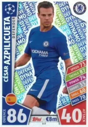 Match Attax UEFA Champions League 2017/18 - César Azpilicueta - Chelsea FC