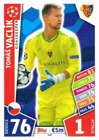 Match Attax UEFA Champions League 2017/18 - Tomáš Vaclík - FC Basel 1893