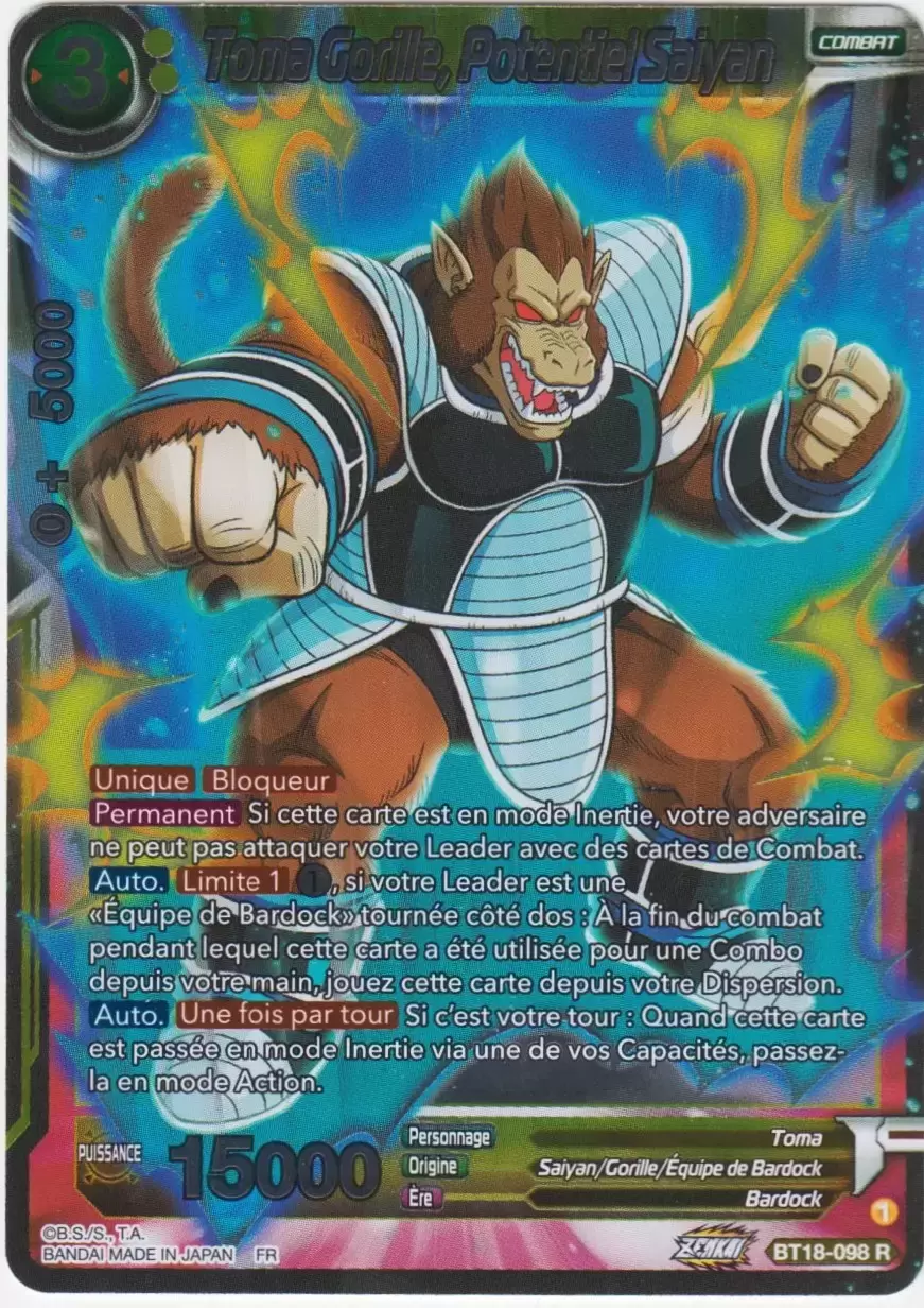 Dawn of the Z-Legends [BT18] - Toma Gorille, Potentiel Saiyan