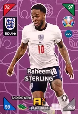 Euro 2020 : 2021 Kick Off - UEFA - Adrenalyn 2021 - Raheem Sterling - England - Platinum - Shining Stars