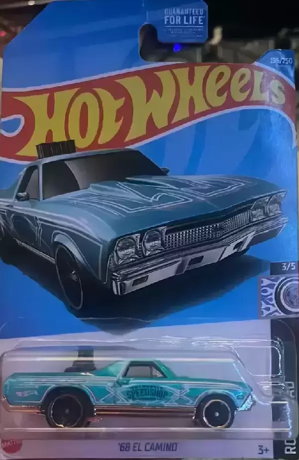 Mainline Hot Wheels - 2021 HotWheels RODSQUAD (3/5)- 68’ EL CAMINO-TEAL IN COLOR W/HOTWHERLS SPEEDSHOP ON DOORS-(196/250)- HCV94-M9COM-Pp-T-ASST.- L2593/MC•684173-A- UPC CODE- 194735015375