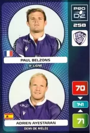 Adrenalyn XL Rugby 2020-2021 - Paul Belzons / Adrien Ayestaran - Soyaux Angoulême Rugby XV Charente