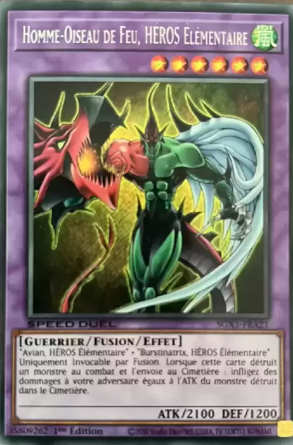 Speed Duel GX SGX1 - Homme-Oiseau de Feu, HÉROS Élémentaire Holographique
