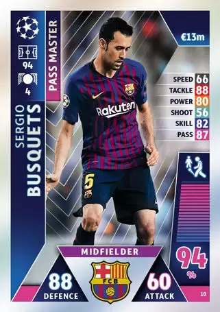 Match Attax - UEFA Champions League 2018/2019 - Sergio Busquets - FC Barcelona