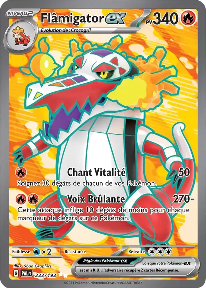 Flâmigator EX - carte Pokémon 37/193 Evolutions à Paldea - PALFR