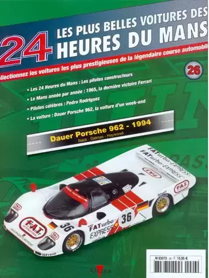 Altaya - Les plus belles voitures des 24 heures du Mans - Dauer Porsche 962 - 1994