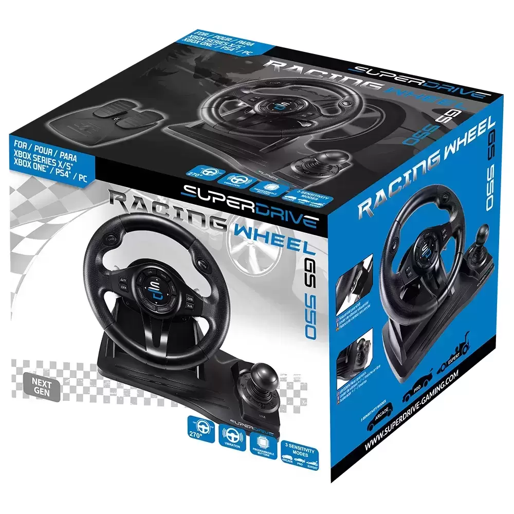 Gaming Steering Wheel & Pedals - Subsonic - Superdrive GS550 Racing Wheel