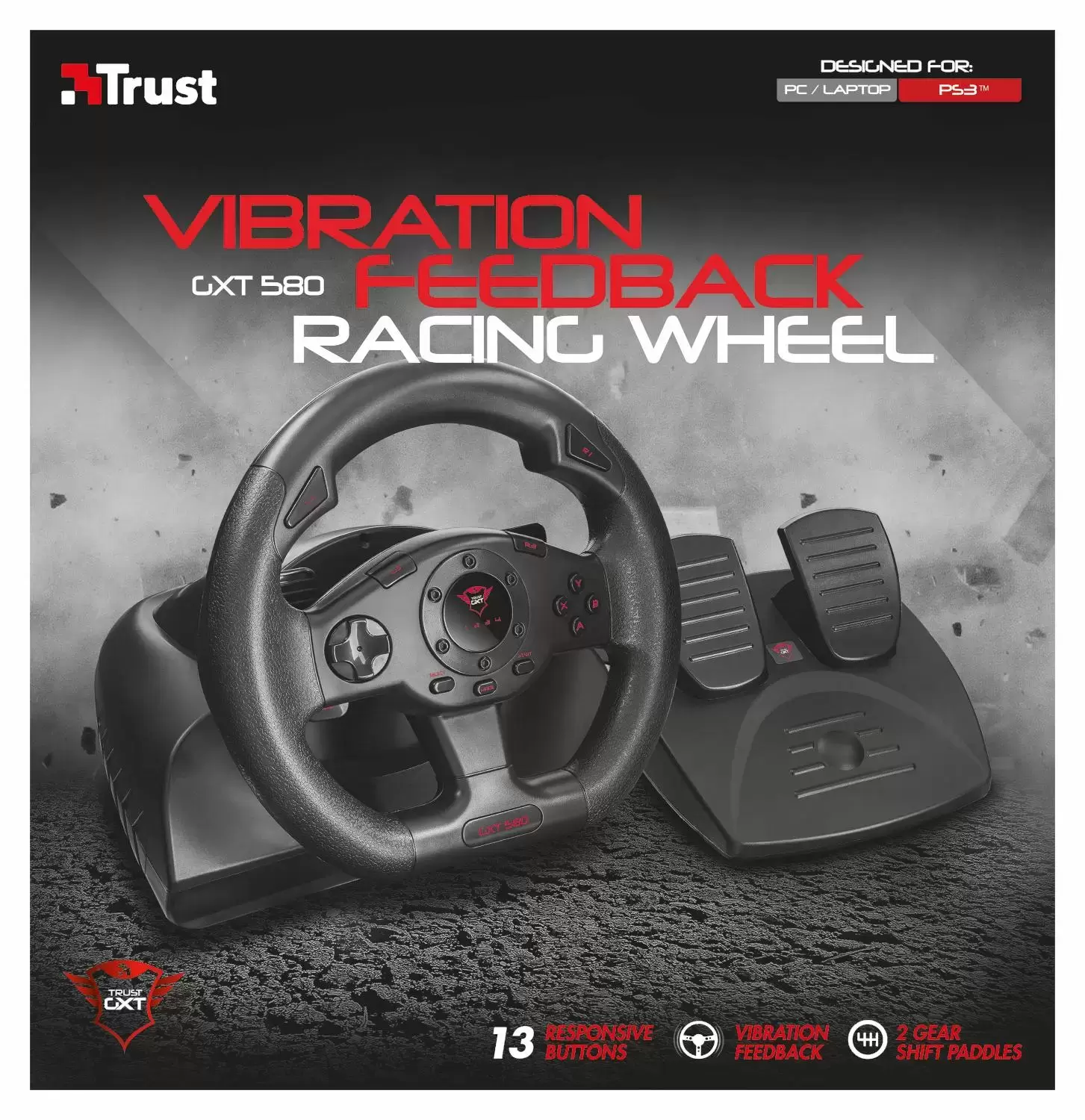 Volant & Pedalier Gaming - Trust GXT580 SANO Vibration feedback Racing Wheel