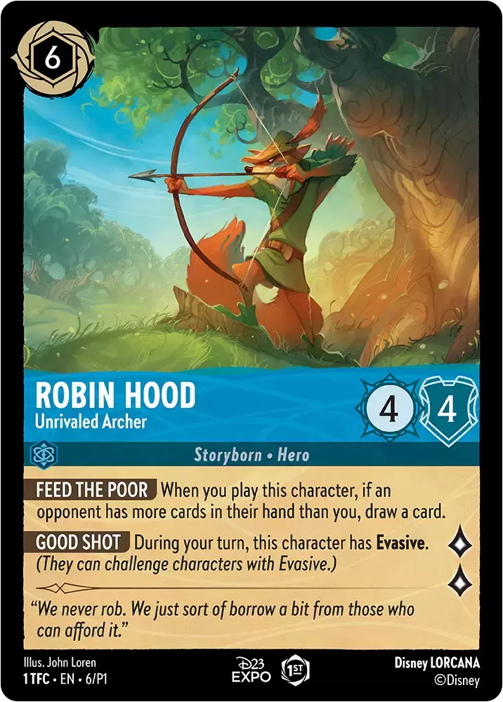 Cartes Promo Lorcana - Robin Hood - Unrivaled Archer (D23)